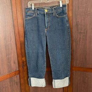 NYDJ | dark wash wide‎ cuffed crop jeans Sz 8